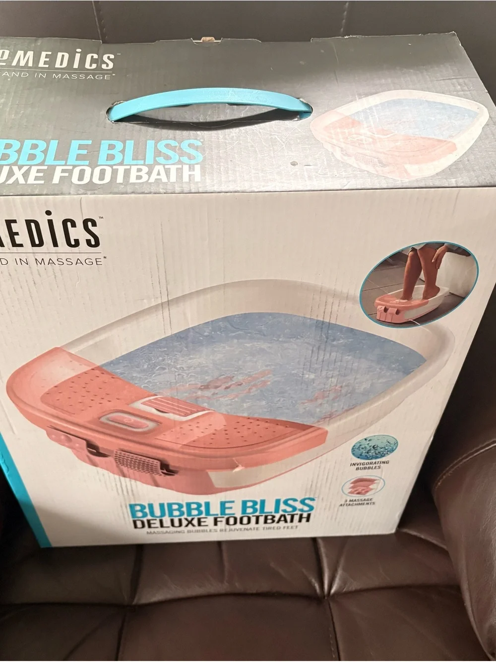 Homedics Bubble Bliss Deluxe Footbath in Coral Pink and White